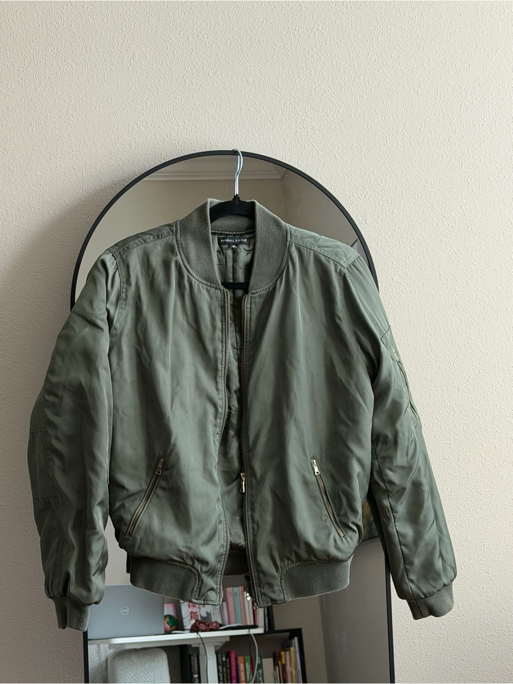 Kendall + Kylie Olive Green Bomber Jacket